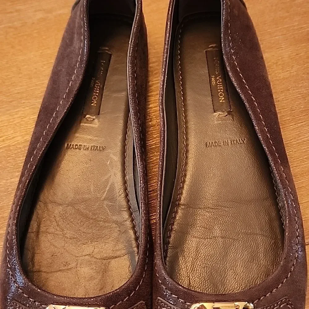 Authentic Louis Vuitton Brown Oxford Ballerina Flats Size 36